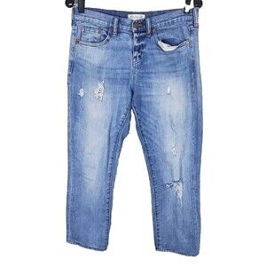 Madewell Jeans Womens 26 Slim Boyfriend Blue Stone Wash Distressed Denim